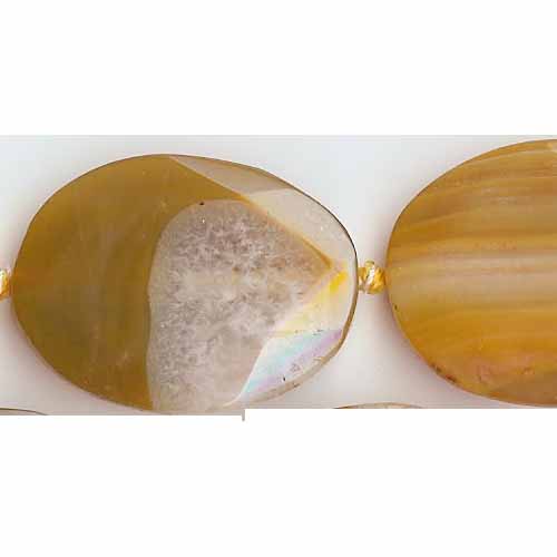 BROWN CLOUDY AGATE 30X40MM F.FLAT OVAL